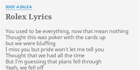 lyrics of rolex|rolex lyrics iggy.